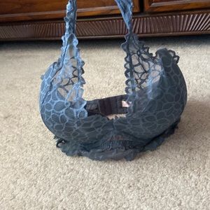 Grey floral print bra, PINK, large (DD)